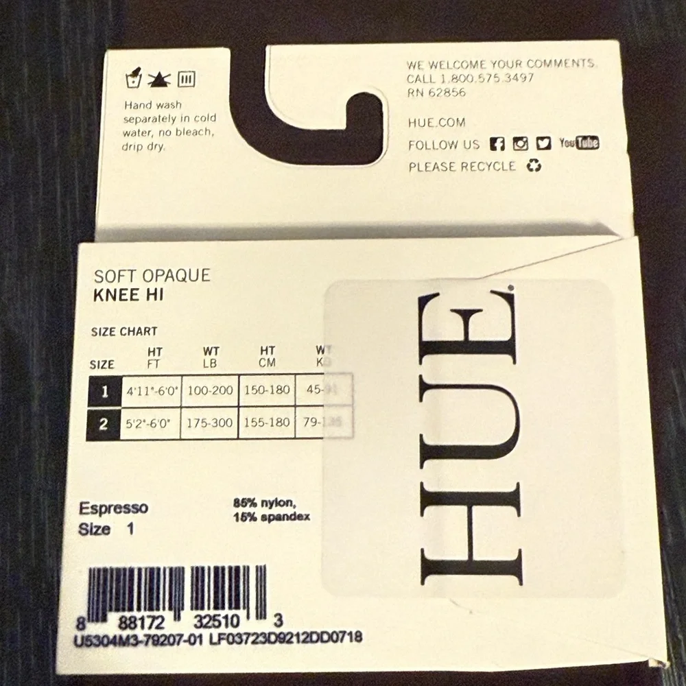 HUE Soft Opaque Knee Hi Socks - Brown Sz 1